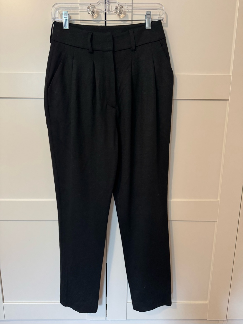 Classic High-Rise Black Pleated knit Trousers for Women